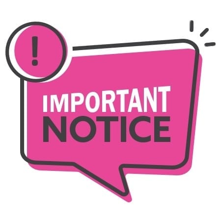 A callout with the words: important notice.