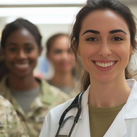 A group of smiling service women.