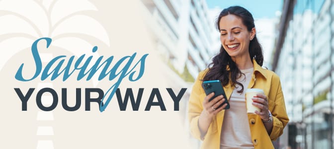 A white background with a gray watermark palm tree. In the center, gold words: 5% boost.