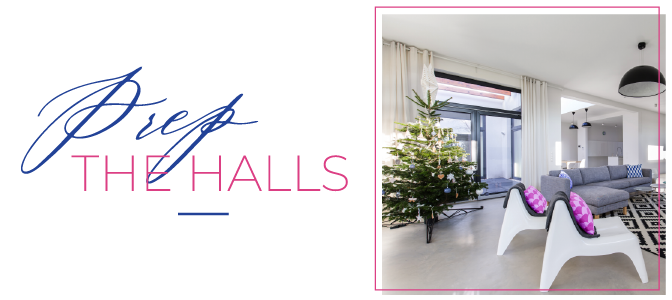 A beautiful modern white kitchen with tall windows overlooking the ocean. The words to the left: Home Sweet Home