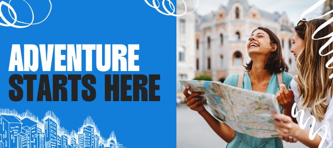 A collage of a flamingo flaot, a woman sitting on a pool deck and a cocktail. At the right, the words: insta-worthy vacations