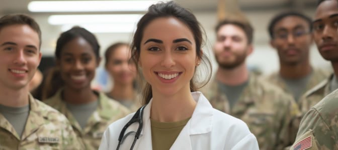 A group of smiling service women and men.